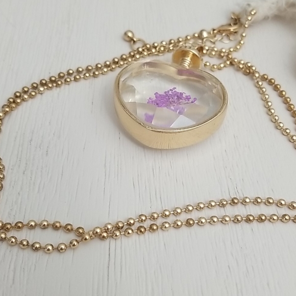 Long Crystal Lavender FLOWER NECKLACE - Picture 5 of 5